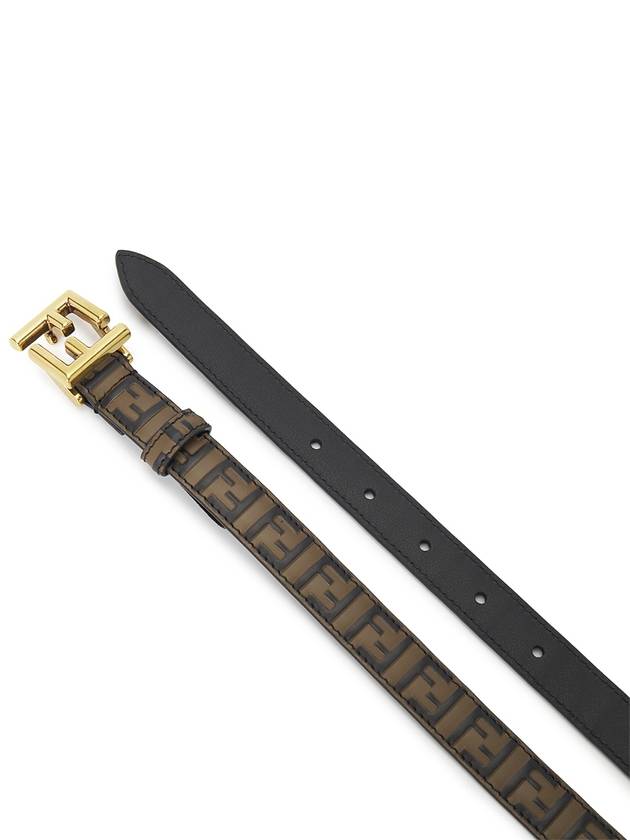 Fendi FF Square Stud Buckle Leather Belt Brown