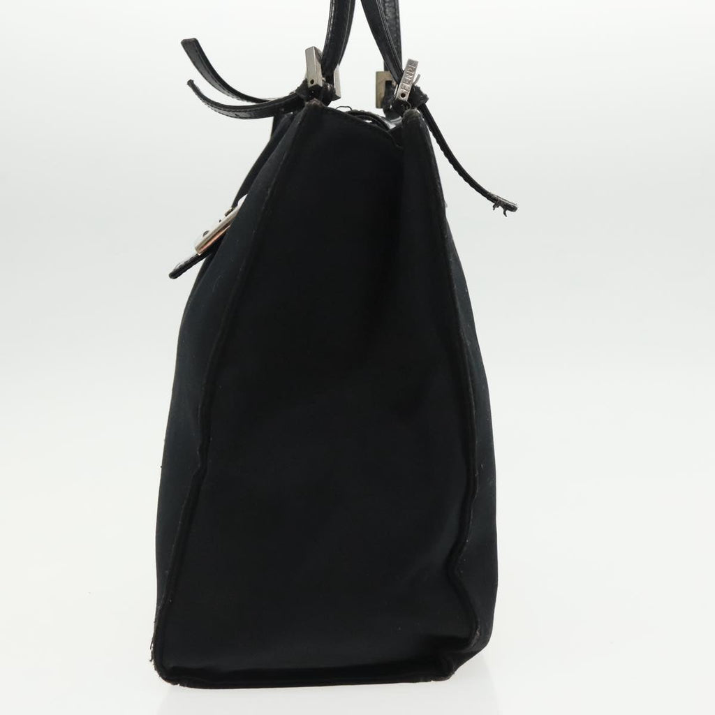 FENDI Mamma Baguette Tote Bag Nylon Leather Black Silver97258