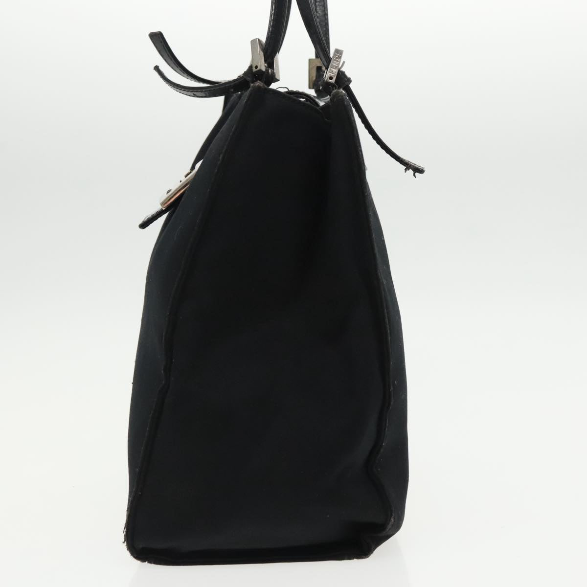 FENDI Mamma Baguette Tote Bag Nylon Leather Black Silver97258