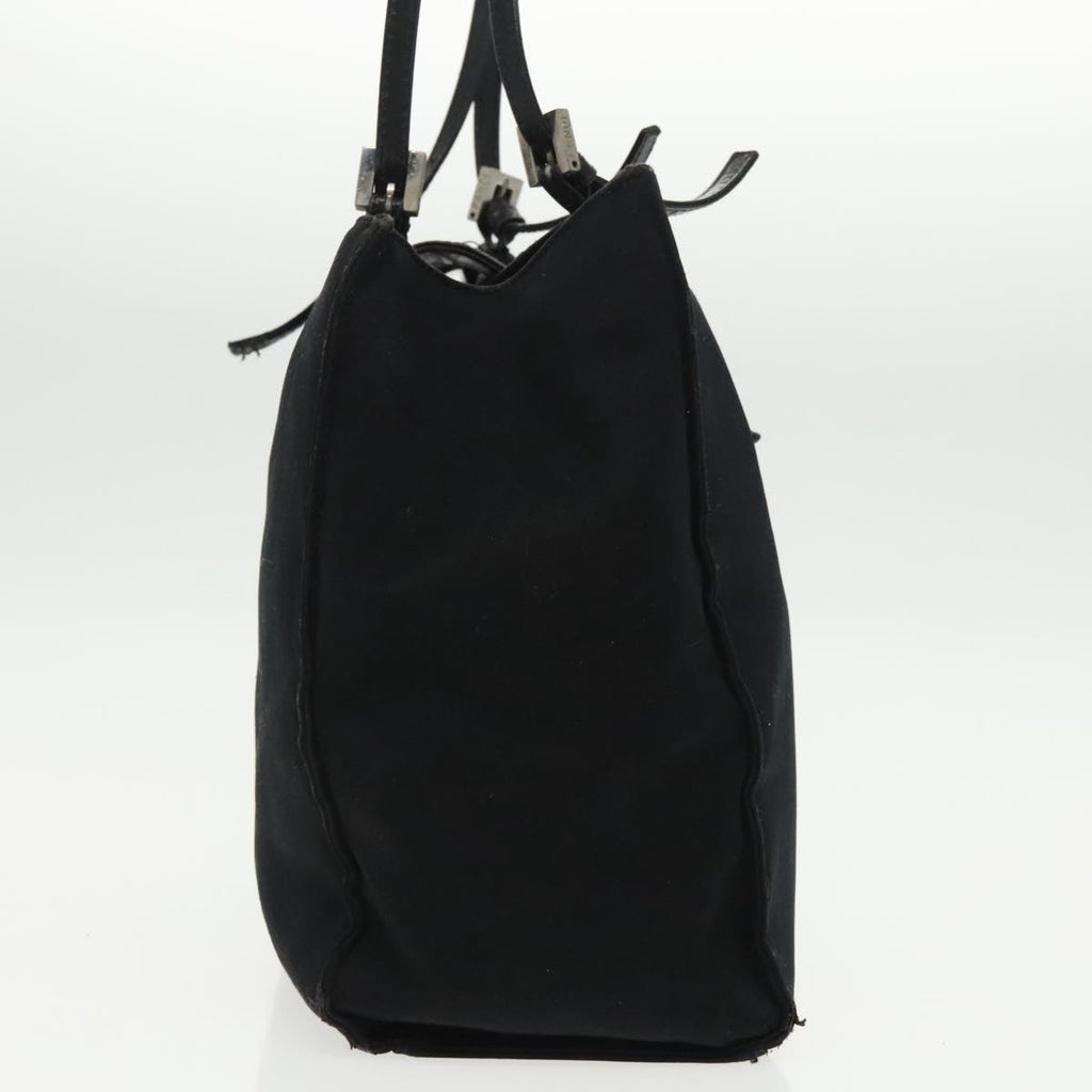 FENDI Mamma Baguette Tote Bag Nylon Leather Black Silver97258