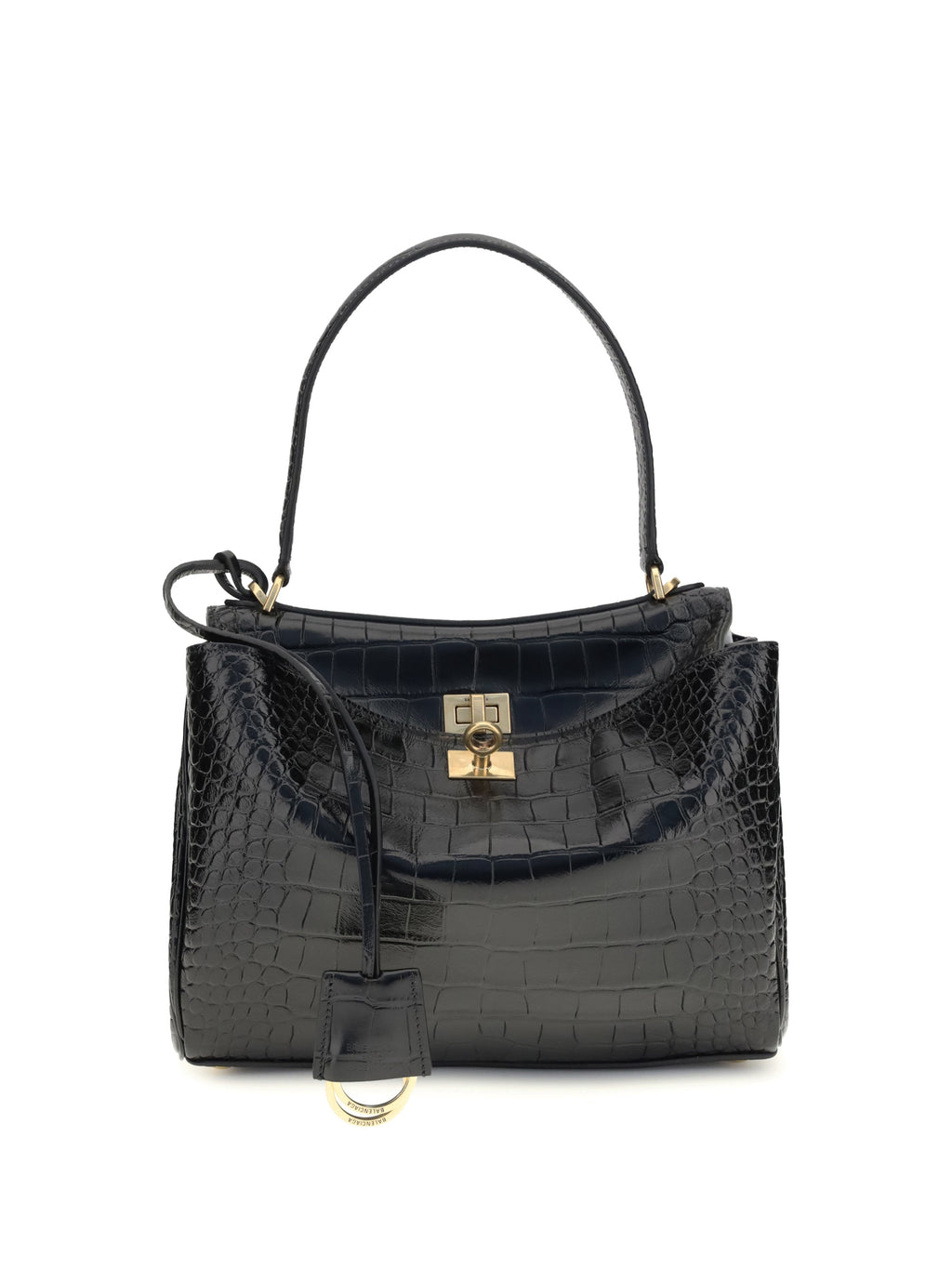 Balenciaga Women Rodeo Shoulder Bag In Crocodile-Print Leather