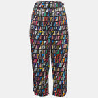 Fendi Black Ff Print Satin Cropped Fun Fair Pants