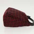 FENDI Zucchino Canvas Hand Bag Red Silver97411