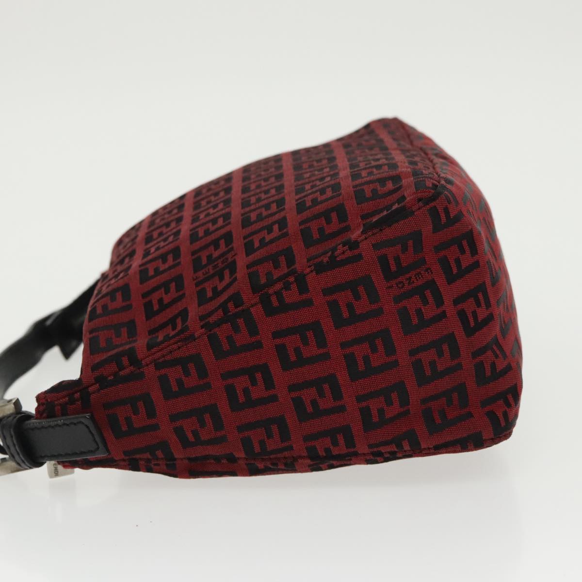 FENDI Zucchino Canvas Hand Bag Red Silver97411