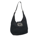 FENDI Mamma Baguette Shoulder Bag Nylon Leather Black Silver97412