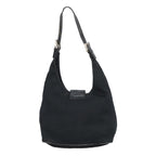 FENDI Mamma Baguette Shoulder Bag Nylon Leather Black Silver97412