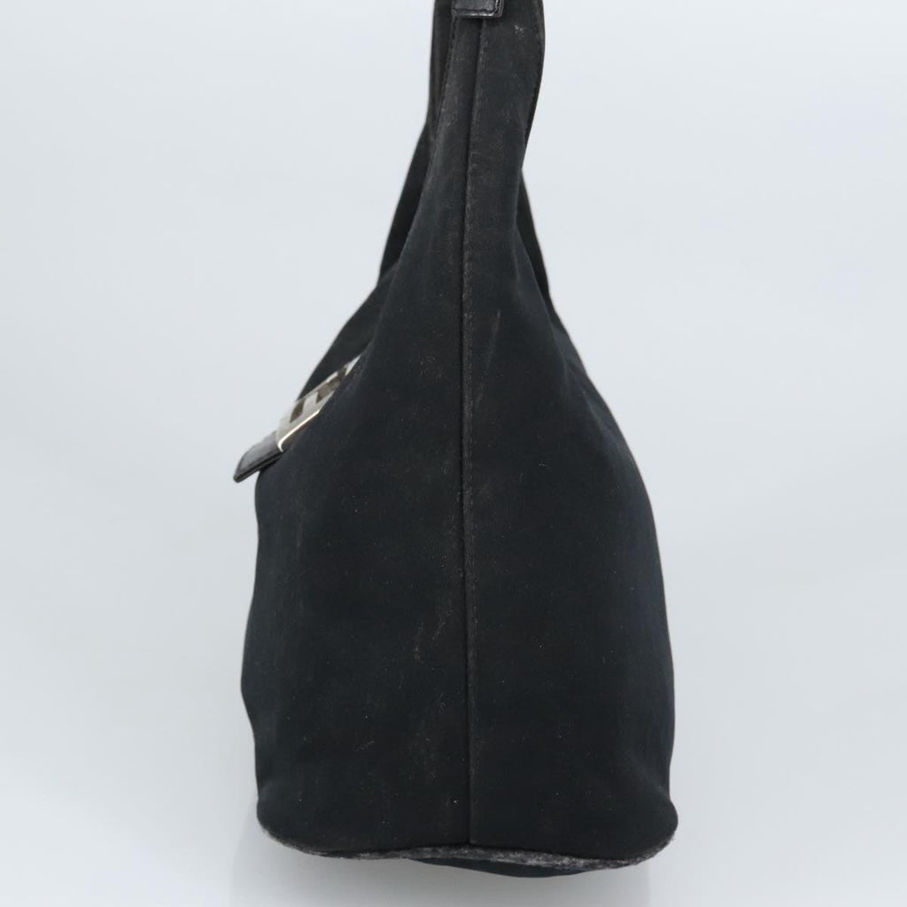 FENDI Mamma Baguette Shoulder Bag Nylon Leather Black Silver97412