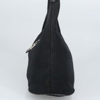 FENDI Mamma Baguette Shoulder Bag Nylon Leather Black Silver97412