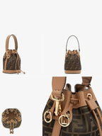 Fendi Mon Tresor FF Mini Fabric Bucket Bag Brown