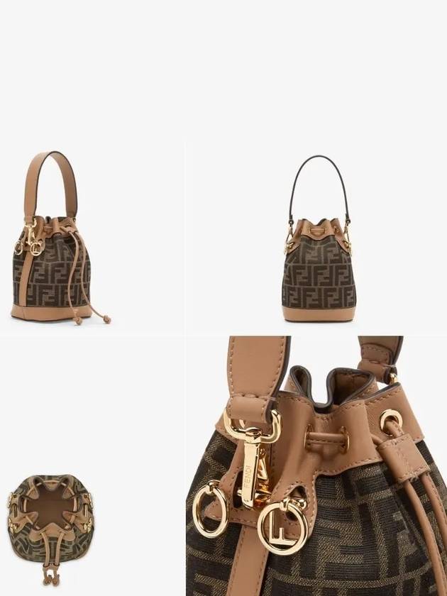 Fendi Mon Tresor FF Mini Fabric Bucket Bag Brown