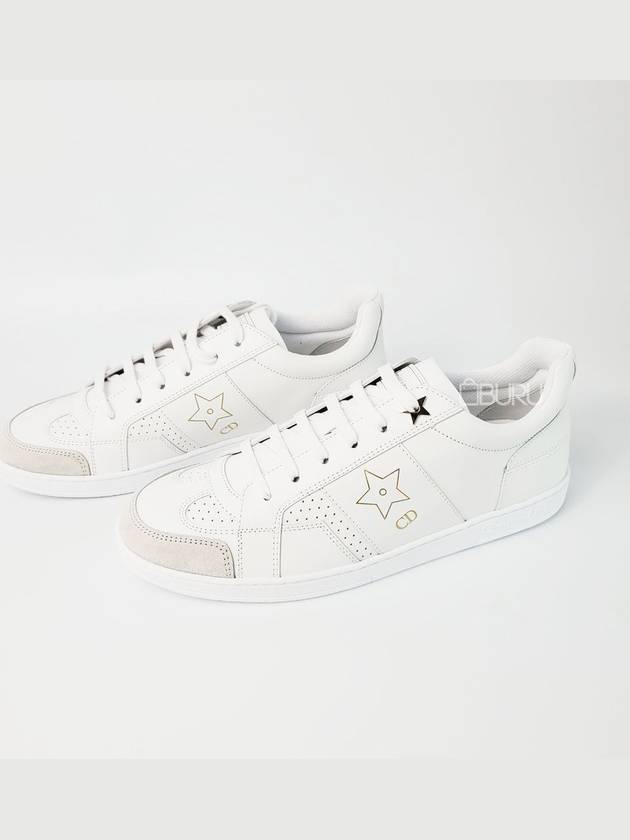 Star Suede Leather Low Top Sneakers White Dior