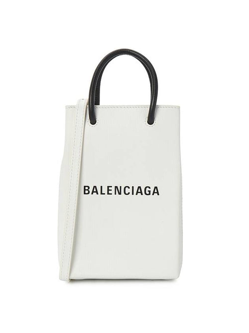 Balenciaga Logo Print Phone Holder Small Cross Bag White
