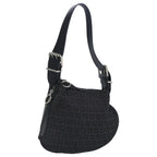 FENDI Zucchino Canvas Shoulder Bag Black Silver97617