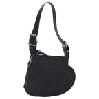 FENDI Zucchino Canvas Shoulder Bag Black Silver97617