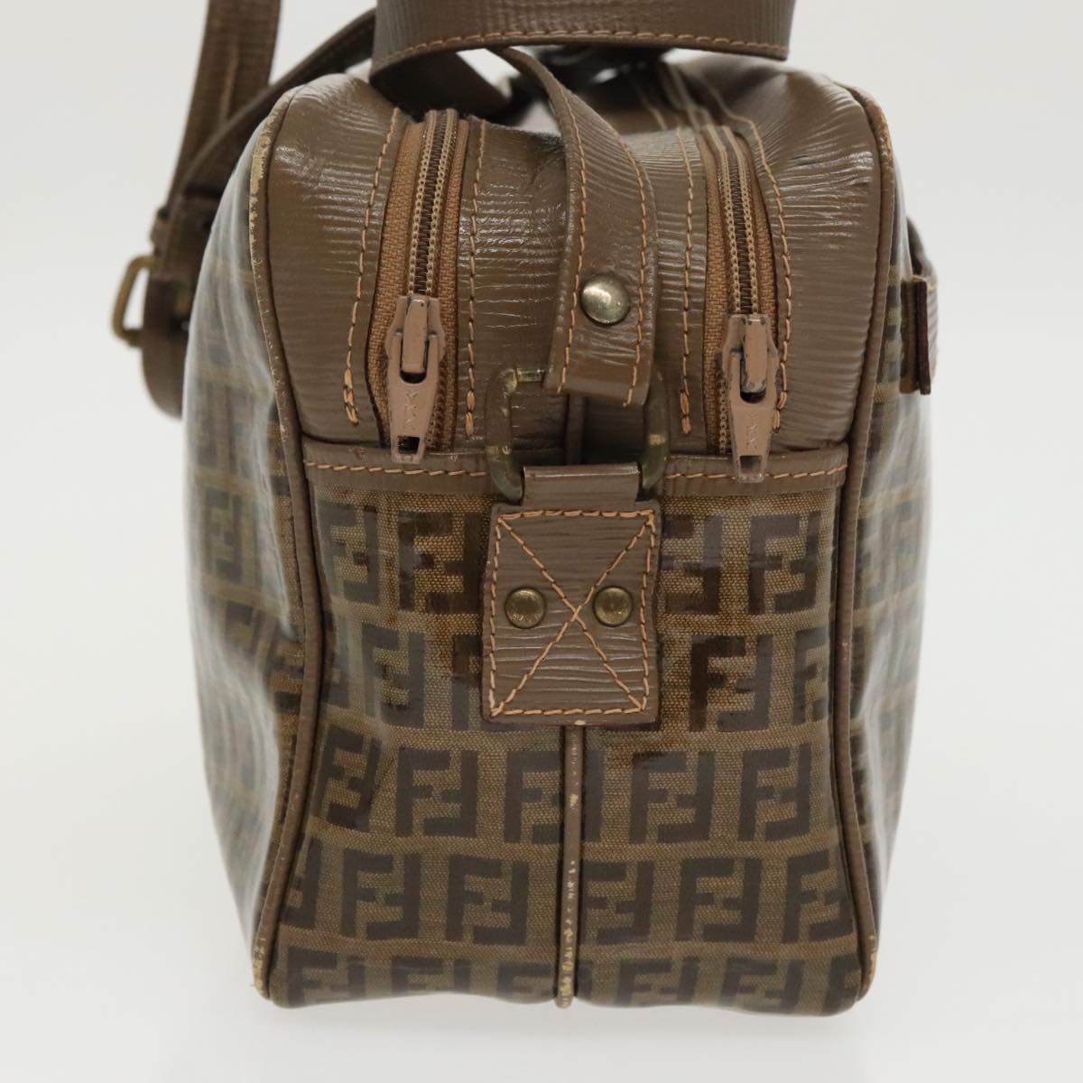 FENDI Zucchino Canvas Shoulder Bag Old Model Beige97647