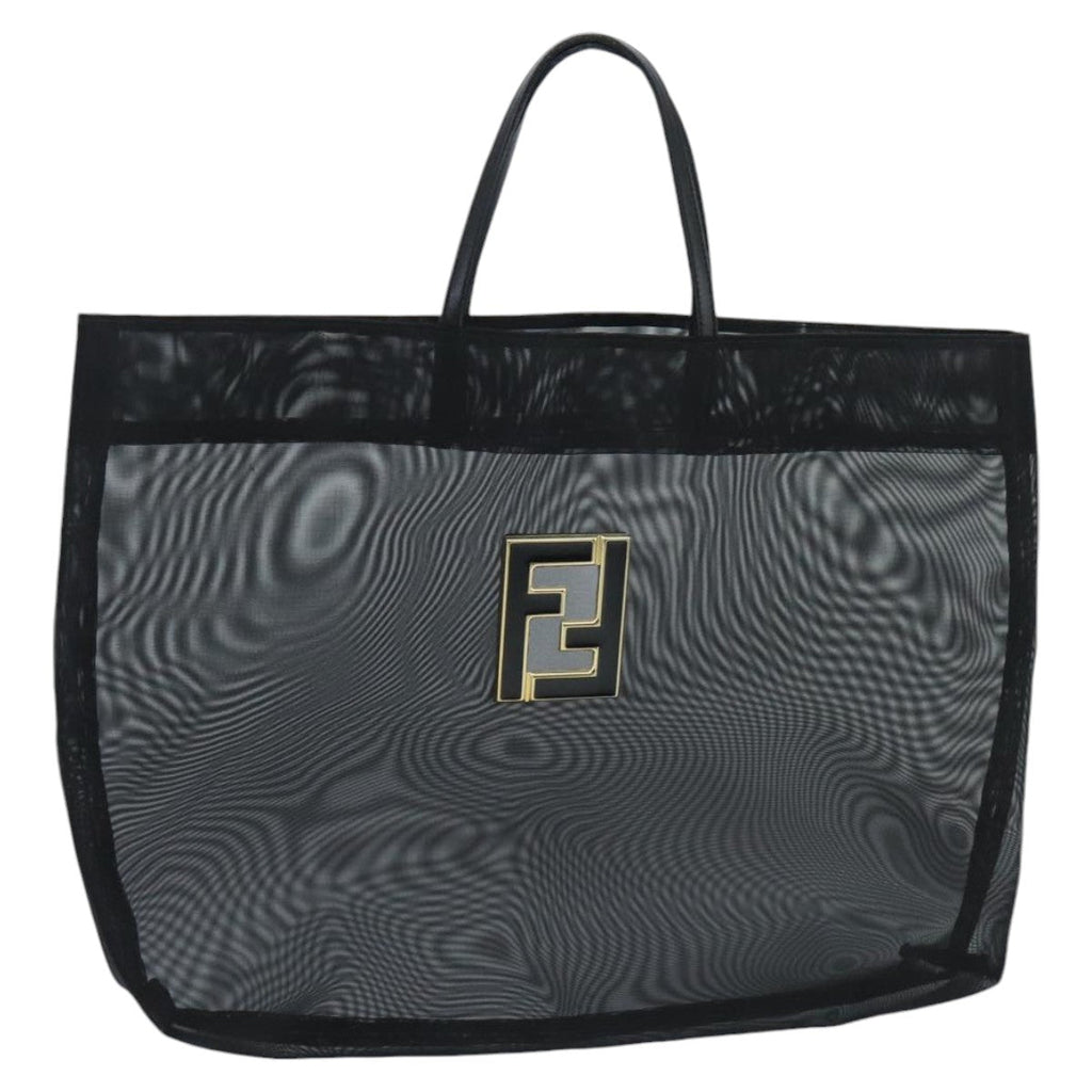 FENDI Mesh Tote Bag Nylon Black Gold97689