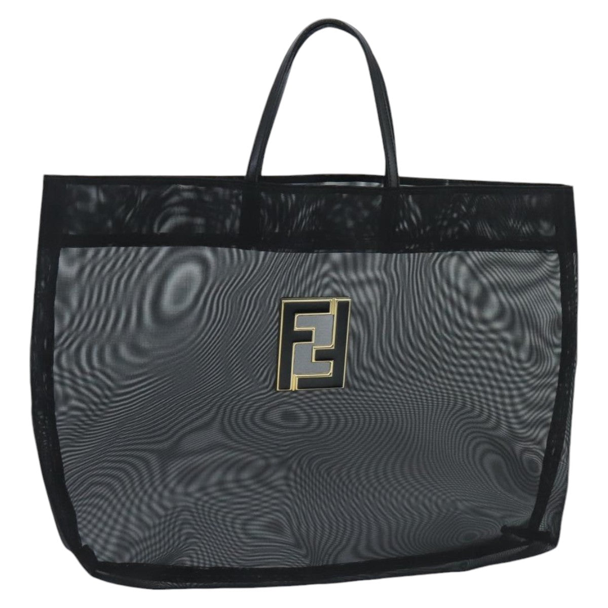 FENDI Mesh Tote Bag Nylon Black Gold97689