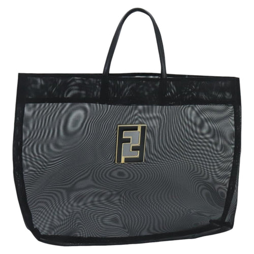FENDI Mesh Tote Bag Nylon Black Gold97689