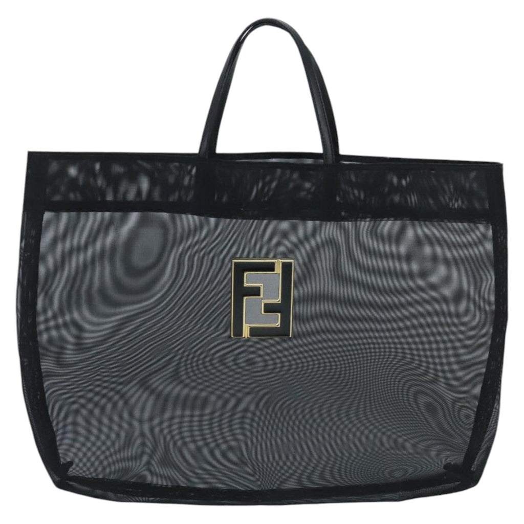 FENDI Mesh Tote Bag Nylon Black Gold97689