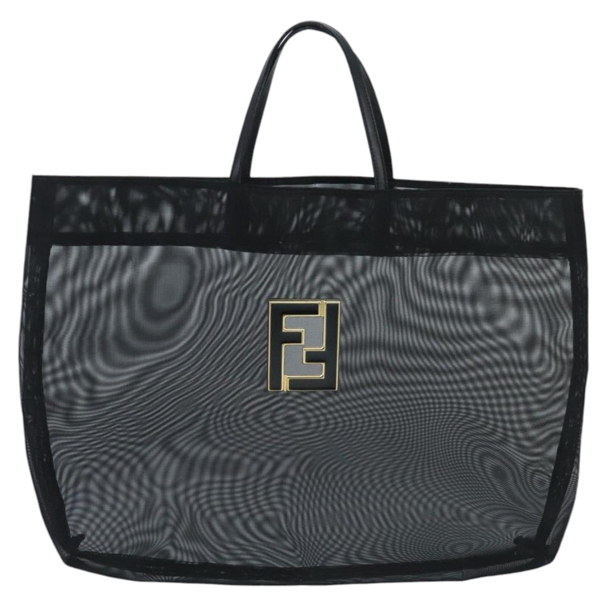 FENDI Mesh Tote Bag Nylon Black Gold97689