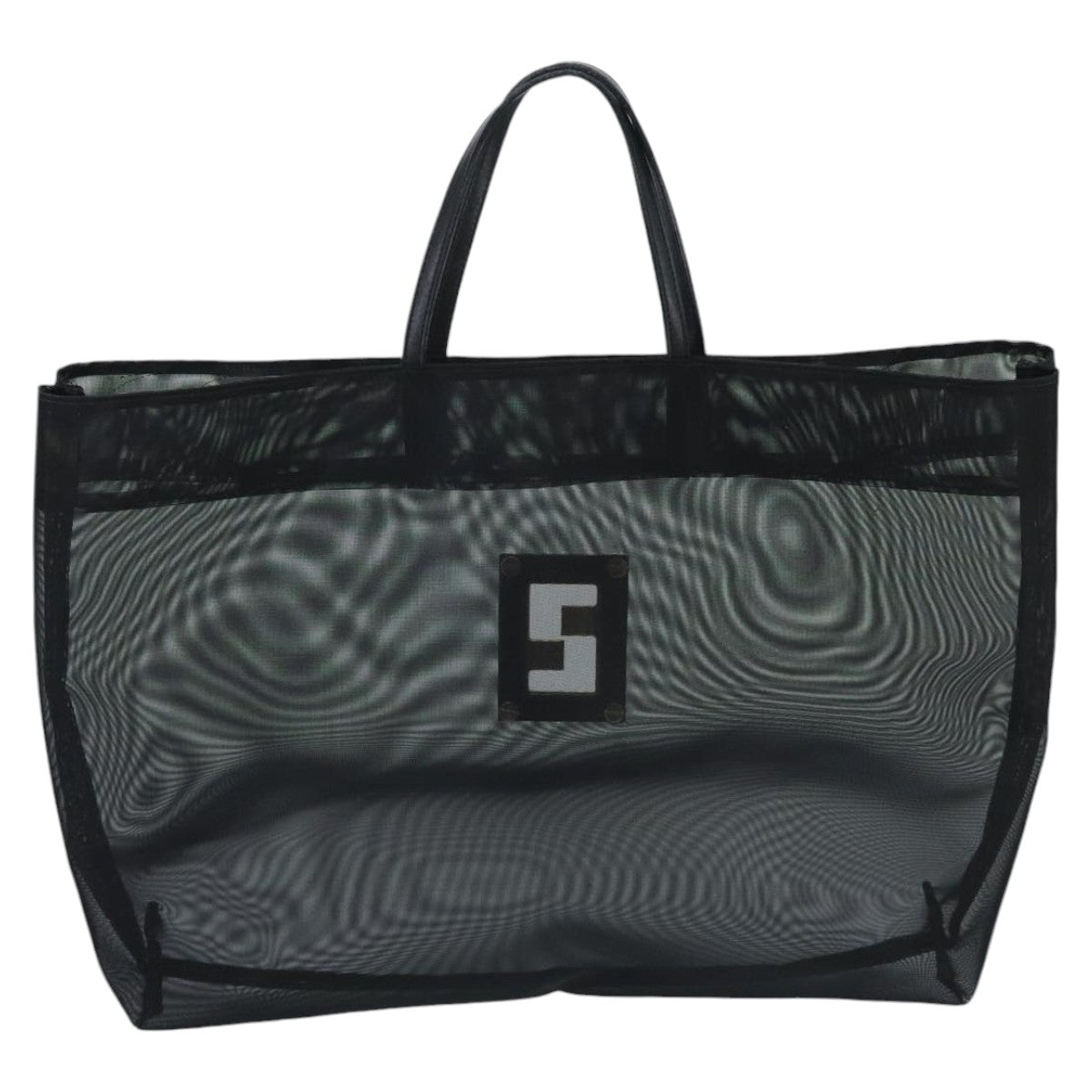 FENDI Mesh Tote Bag Nylon Black Gold97689