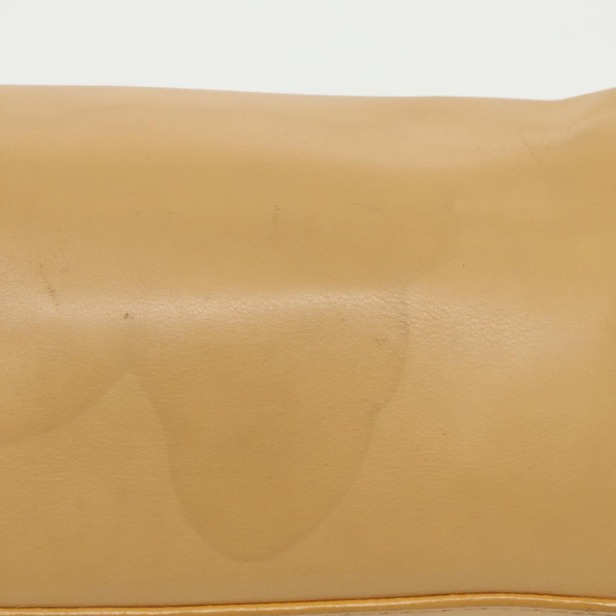 FENDI Mamma Baguette Shoulder Bag Leather 2way Beige Silver97736