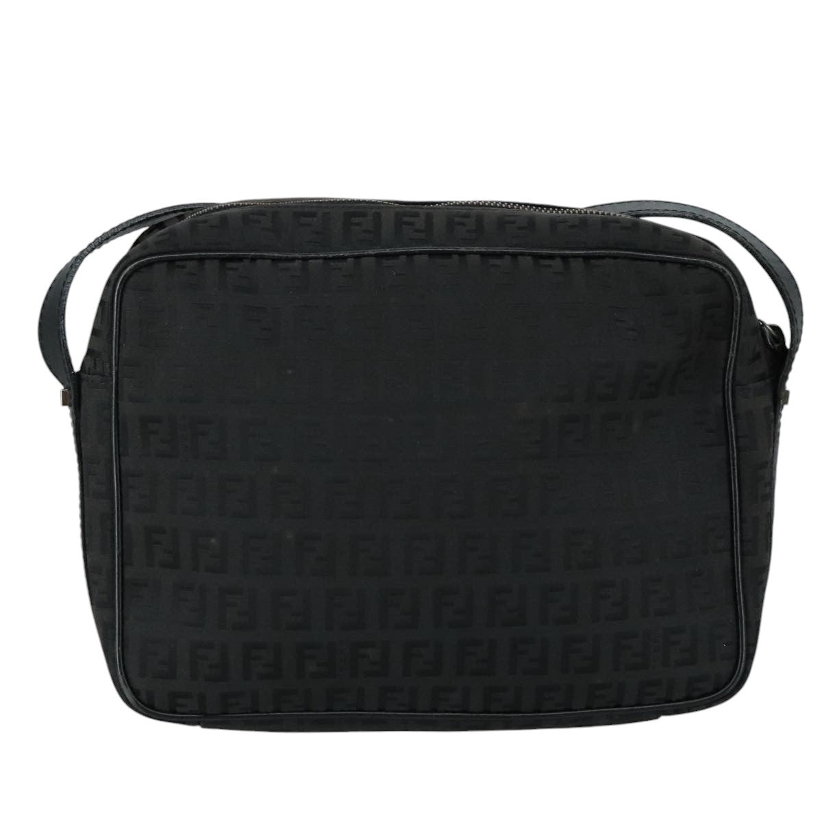 FENDI Zucchino Canvas Shoulder Bag Black97778