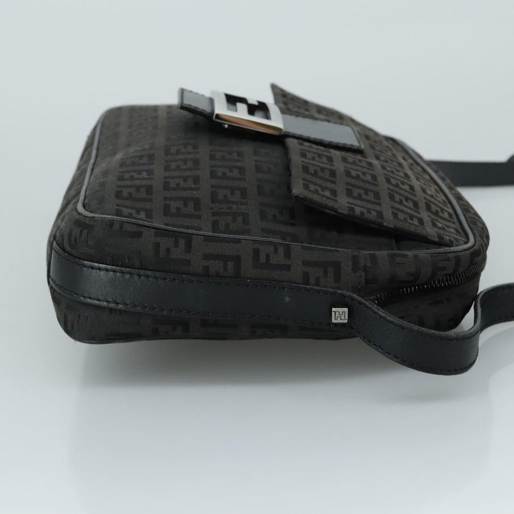 FENDI Zucchino Canvas Shoulder Bag Black97778