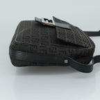 FENDI Zucchino Canvas Shoulder Bag Black97778