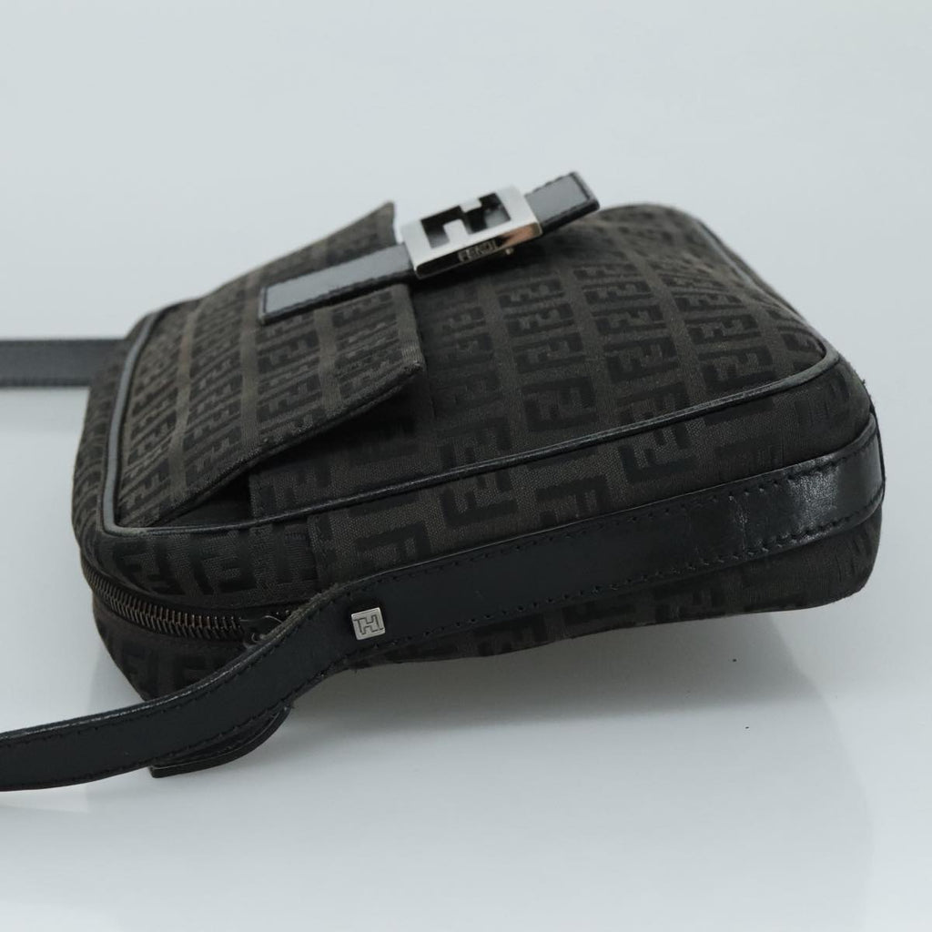 FENDI Zucchino Canvas Shoulder Bag Black97778