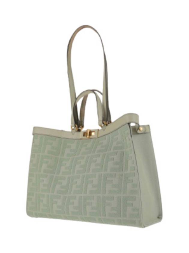 Fendi Logo Pattern Medium Canvas Tote Bag Green