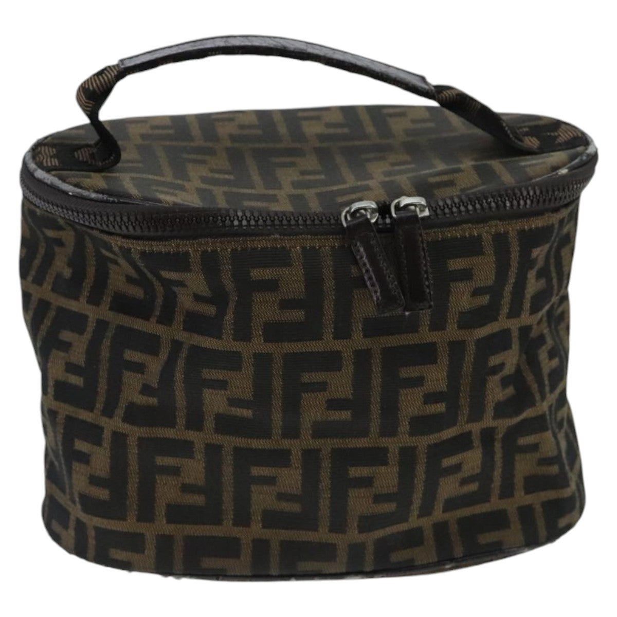 FENDI Zucca Canvas Vanity Pouch Brown Black Silver97814