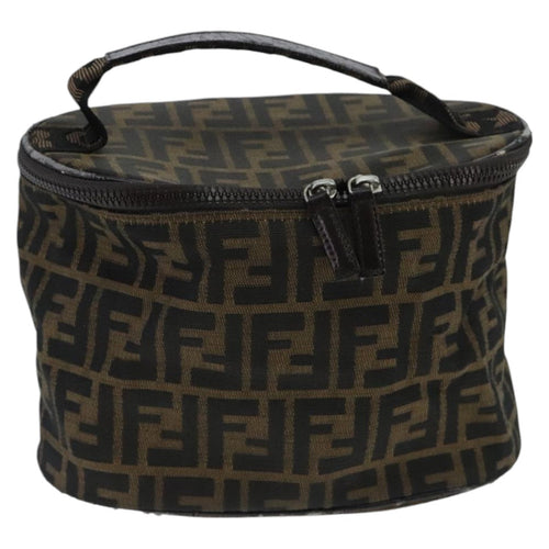 FENDI Zucca Canvas Vanity Pouch Brown Black Silver97814