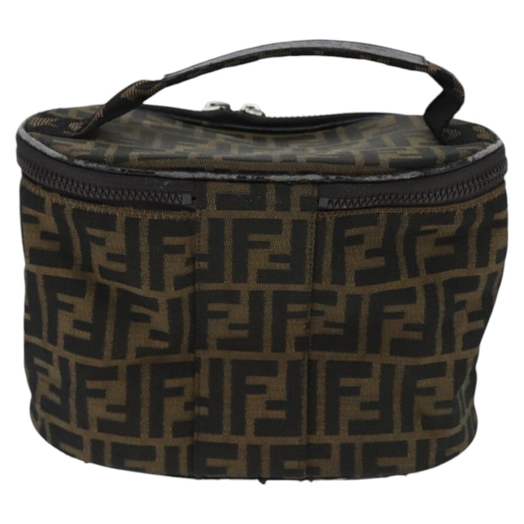 FENDI Zucca Canvas Vanity Pouch Brown Black Silver97814