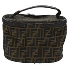 FENDI Zucca Canvas Vanity Pouch Brown Black Silver97814
