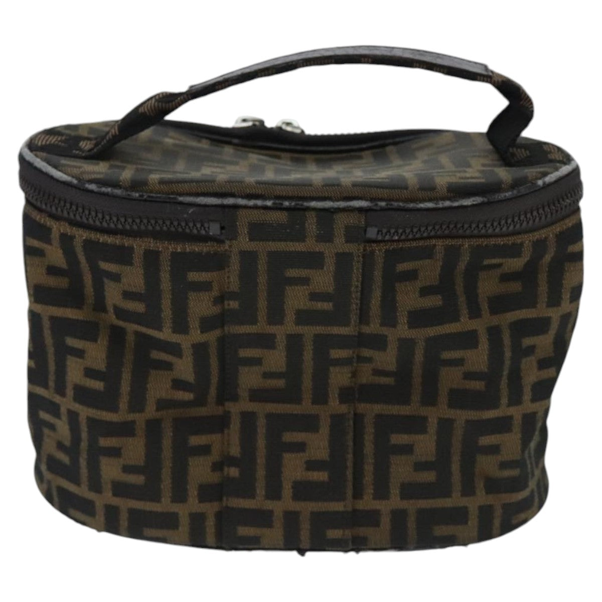 FENDI Zucca Canvas Vanity Pouch Brown Black Silver97814