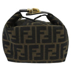 FENDI Zucca Canvas Vanity Hand Bag Brown Black gold97877