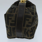 FENDI Zucca Canvas Vanity Hand Bag Brown Black gold97877