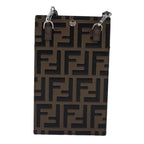 FENDI Zucca Canvas Smartphone Holder Brown Black Silver 7AR737 A5TL97888