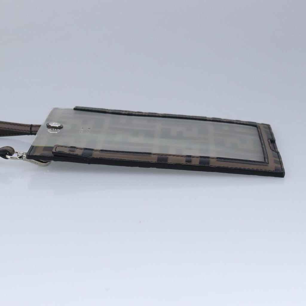 FENDI Zucca Canvas Smartphone Holder Brown Black Silver 7AR737 A5TL97888