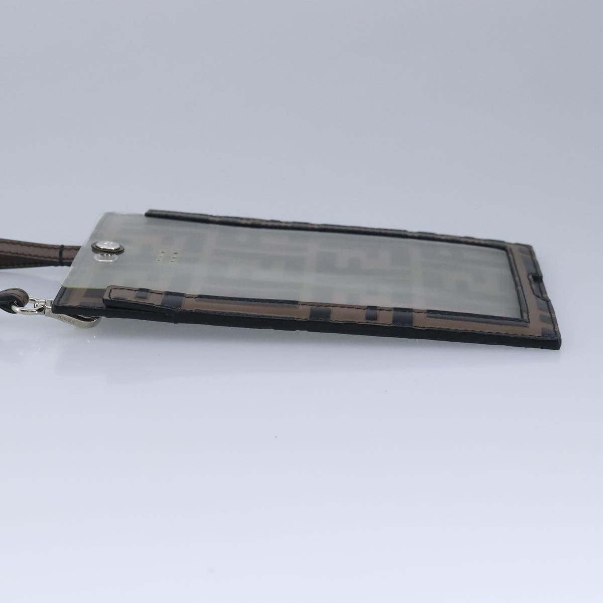 FENDI Zucca Canvas Smartphone Holder Brown Black Silver 7AR737 A5TL97888