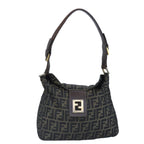 FENDI Zucca Canvas Shoulder Bag Black Brown gold97896