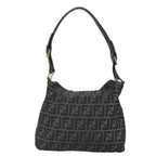 FENDI Zucca Canvas Shoulder Bag Black Brown gold97896