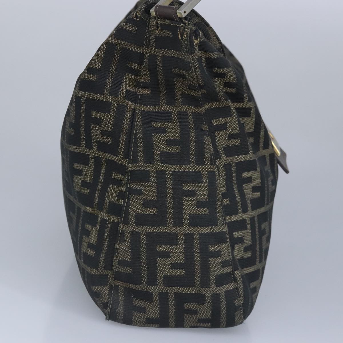 FENDI Zucca Canvas Shoulder Bag Black Brown gold97896