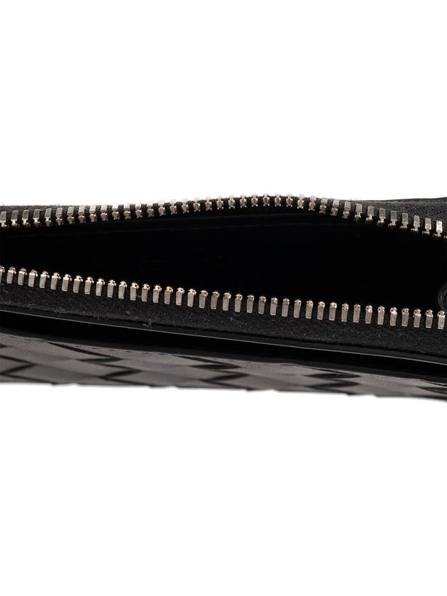 Bottega Veneta Intrecciato L Zipper Leather Card Wallet Black