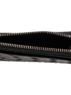 Bottega Veneta Intrecciato L Zipper Leather Card Wallet Black