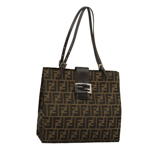 FENDI Zucca Canvas Tote Bag Brown Black Silver97934