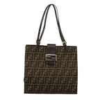 FENDI Zucca Canvas Tote Bag Brown Black Silver97934