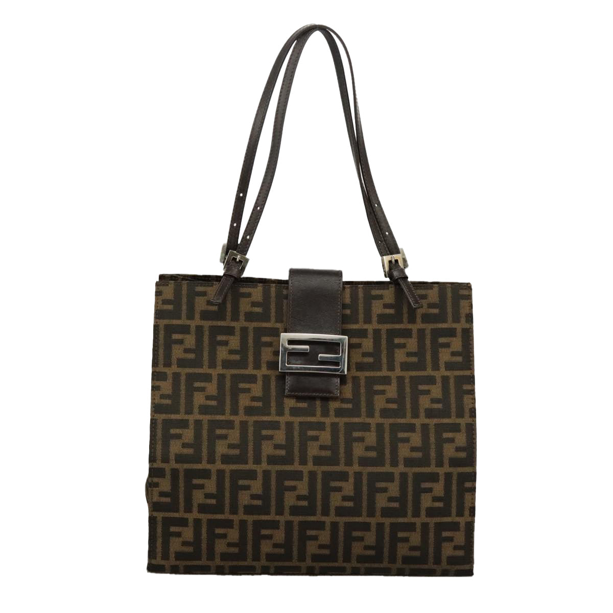 FENDI Zucca Canvas Tote Bag Brown Black Silver97934