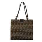 FENDI Zucca Canvas Tote Bag Brown Black Silver97934